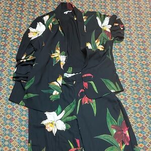 Floral Black Women's Pantsuit